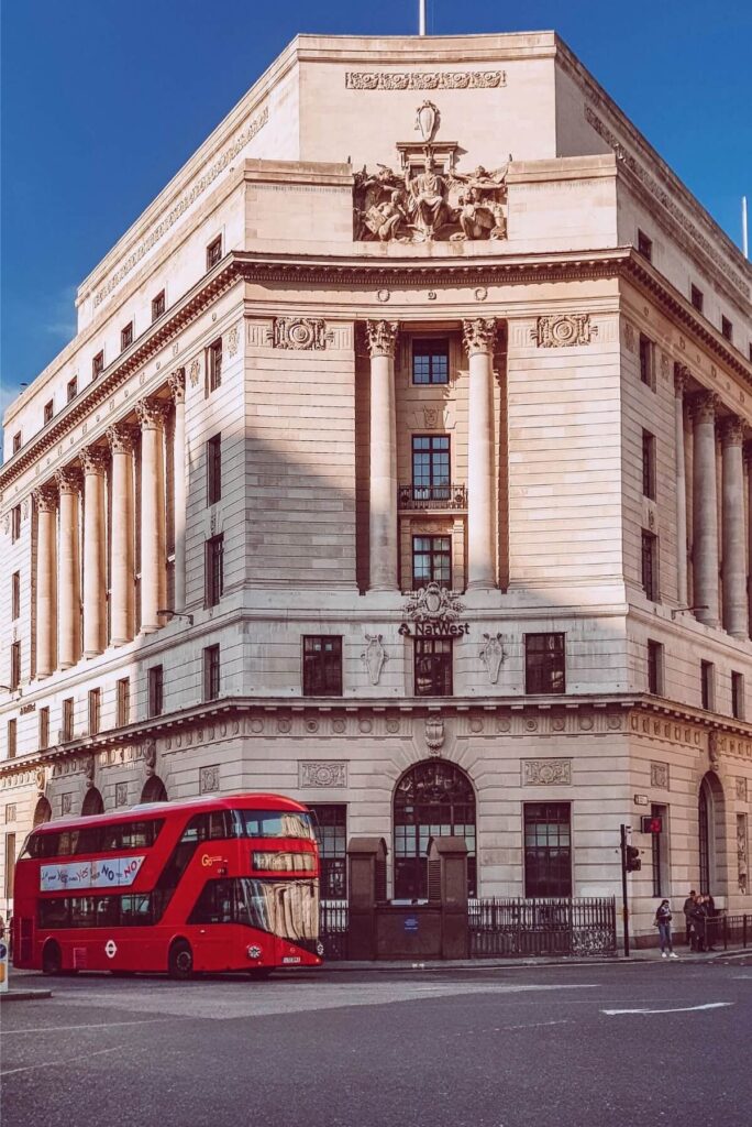 Rode bus in Londen, Engeland