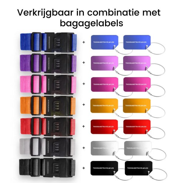 Combi deal Bagageband + 2 bagagelabels verschillende kleuren