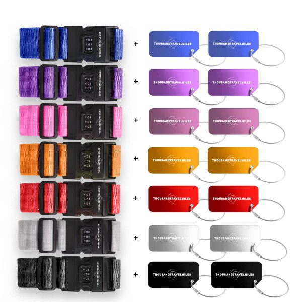 Bagageband + 2 bagagelabels kleuren