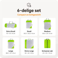 Compressie-Packing-Cubes-–-6-delige-Groen-–-Thousandtravelmiles-Maten