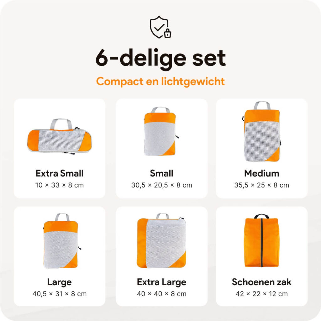 Compressie-Packing-Cubes-–-6-delige-Oranje-–-Thousandtravelmiles-Maten