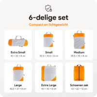 Compressie-Packing-Cubes-–-6-delige-Oranje-–-Thousandtravelmiles-Maten