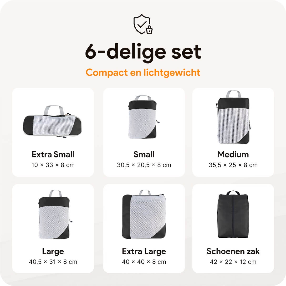 Compressie-Packing-Cubes-–-6-delige-Zwart-–-Thousandtravelmiles-Maten