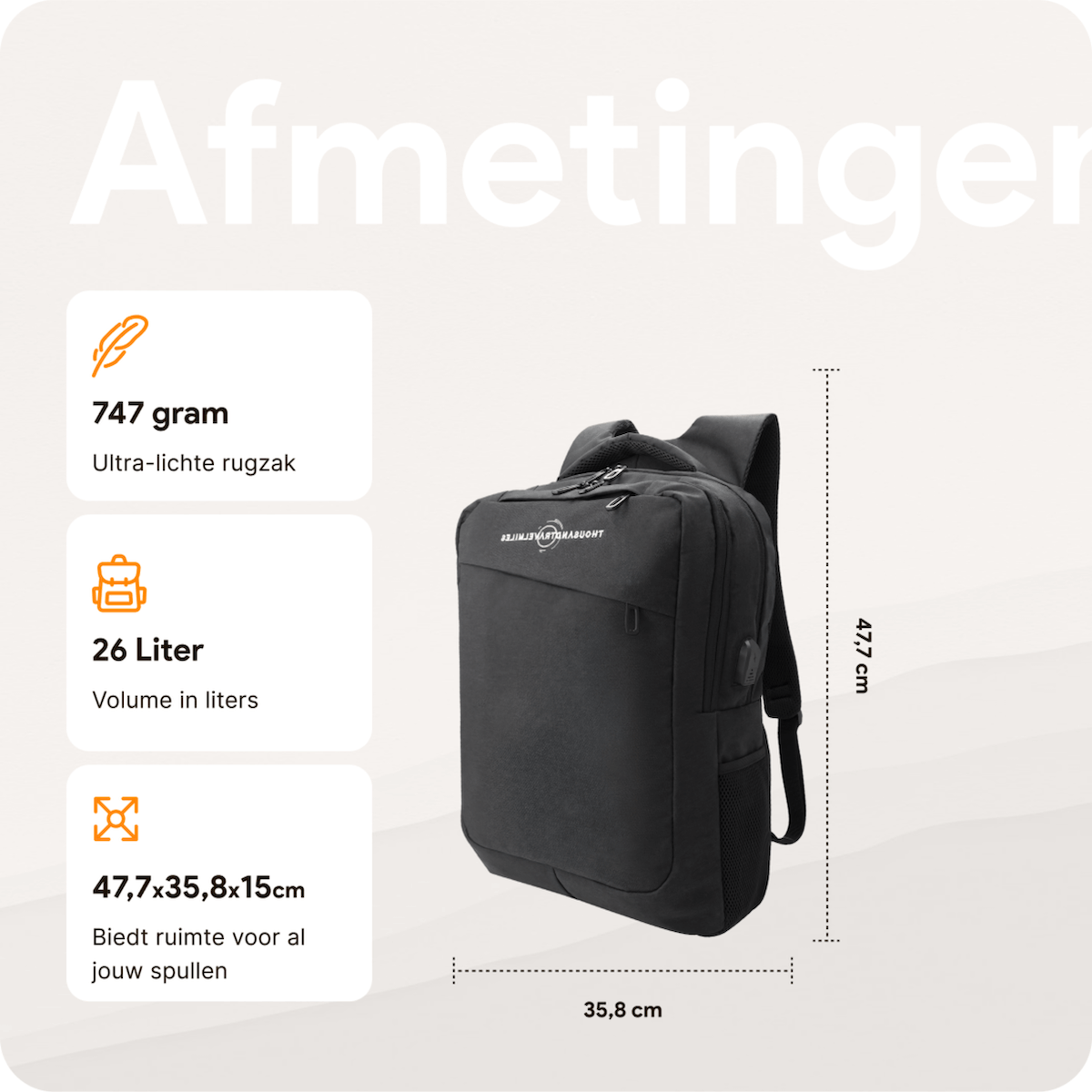 rugzak - Afmetingen - 2