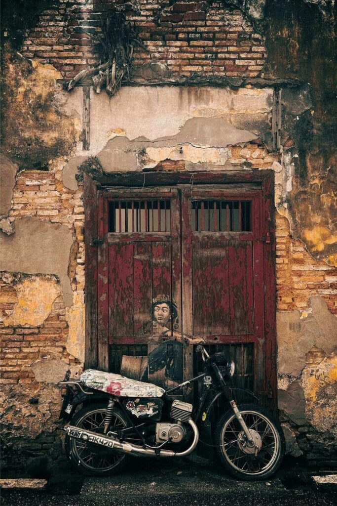 Streetart moter in Georgetown Penang, Maleisië