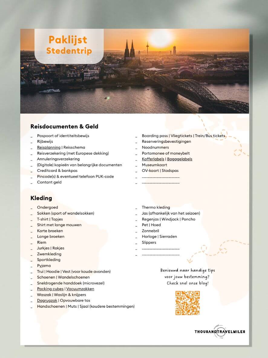 Paklijst Stedentrip