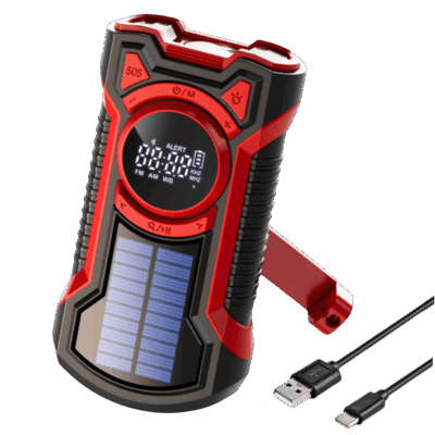 Emergency radio-Red-GA-Main photo-diagonal-USB